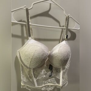 Victoria's Secret White Lace Longline Bra